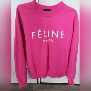 Hot pink crewneck sweater, size small, Brian Lichtenberg